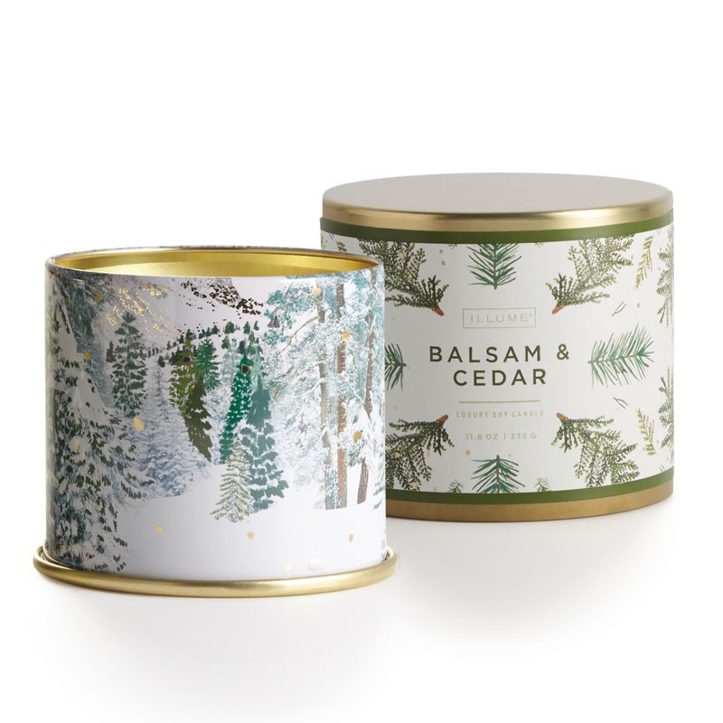 ILLUME Noble Holiday Collection Balsam & Cedar Vanity Tin Candle, 11.8 oz - Image 1
